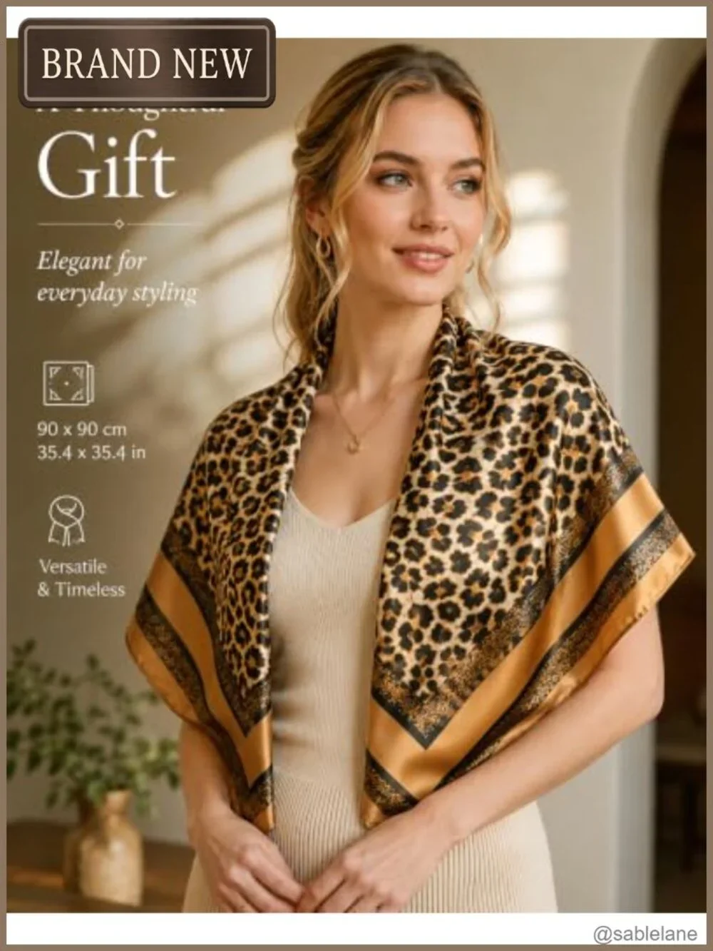 Satin Hair Scarf for Women Silk-Like Square 35.4 Inch Head Wrap